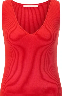 LANIUS Damentop Rippenstrick Rot Hot