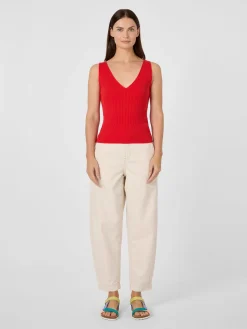 LANIUS Damentop Rippenstrick Rot Hot