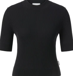 Armedangels Damen-T-Shirt Rippe Schwarz