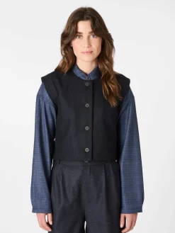 Christiane Strobel Damen-Wollweste Dunkelblau Hot