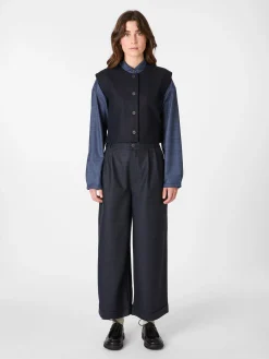 Christiane Strobel Damen-Wollweste Dunkelblau Hot