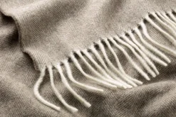 Steinbeck Decke Lammwolle Fischgrat Hellbraun New