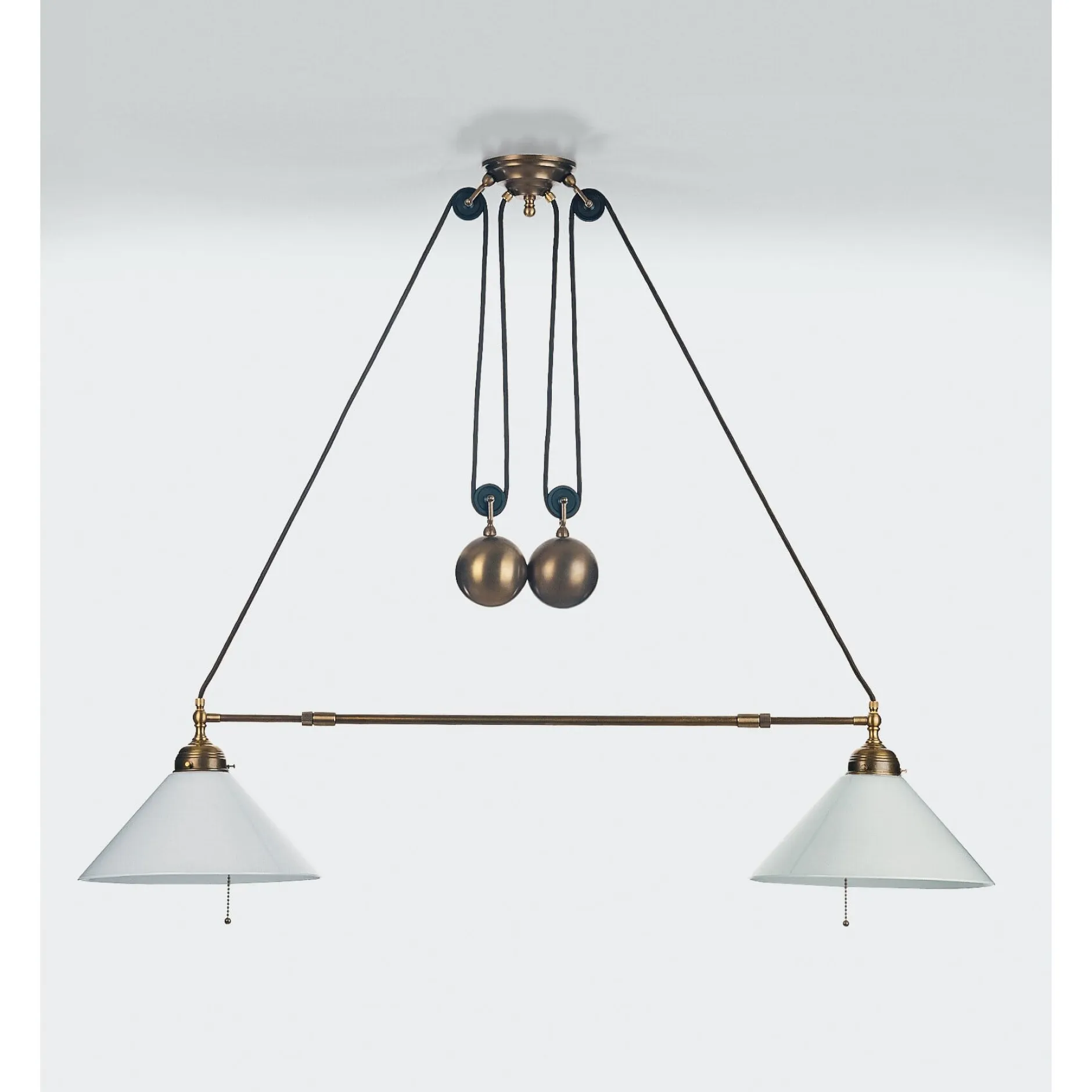 Berliner Messinglampen Doppelzugleuchte Messing variabel Hot