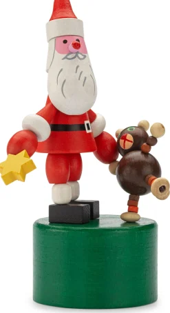 Detoa Albrechtice Drückfigur Weihnachtsmann mit Teddybär New