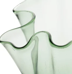 Farbglashütte Lauscha Faltenvase Thüringer Waldglas Clearance