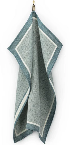 Seegers & Sohn Geschirrtuch Halbleinen Streifen Petrol Clearance