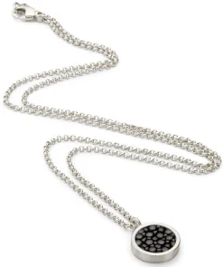 Fischleder Store Halskette Silber-Rochenleder Schwarz