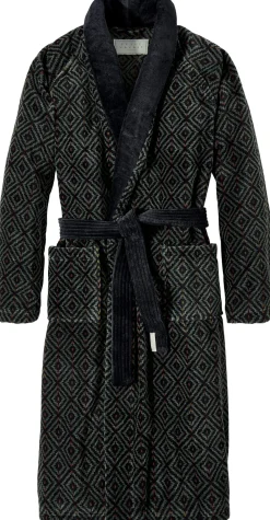 Pelle Vävare Haus- und Bademantel Rautenmuster Dunkelgrau Clearance