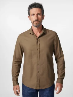 Blue de Gênes Herren-Baumwollhemd Hellbraun