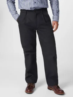 Blue de Gênes Herrenchino mit Bundfalte Dunkelblau Online