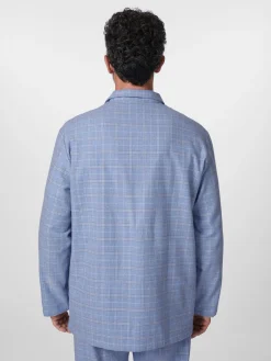 Novila Herren-Flanellpyjama kariert Hellblau Best