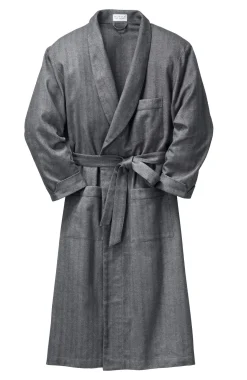 Novila Herrenhausmantel Flanell Anthrazit New