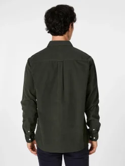 Knowledge Cotton Apparel Herrenhemd Baumwollcord Dunkelgrün Discount