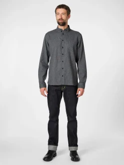 Hannes Roether Herrenhemd Strukturstreifen Anthrazit Online