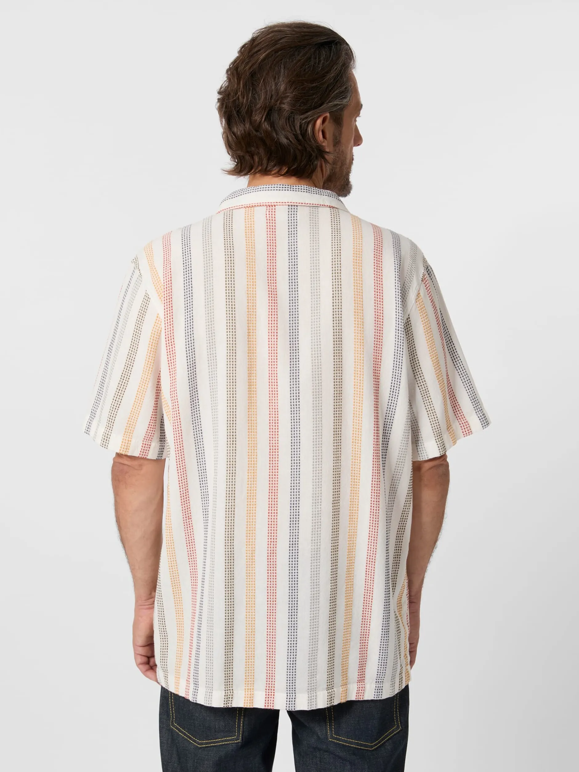 Knowledge Cotton Apparel Herrenhemd Strukturstreifen Multicolor Best