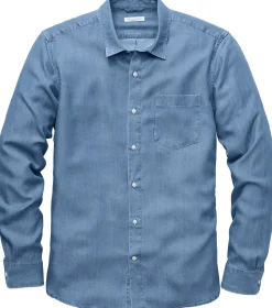 Knowledge Cotton Apparel Herrenhemd TENCEL™ Mittelblau Clearance