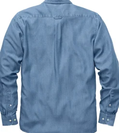 Knowledge Cotton Apparel Herrenhemd TENCEL™ Mittelblau Clearance