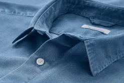 Knowledge Cotton Apparel Herrenhemd TENCEL™ Mittelblau Clearance