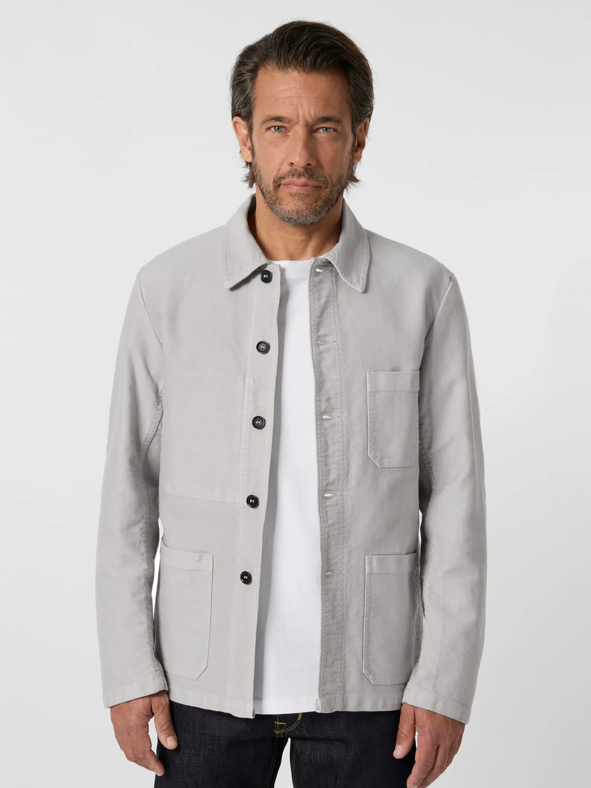 Vetra Herren-Hemdjacke Moleskin Hellgrau New