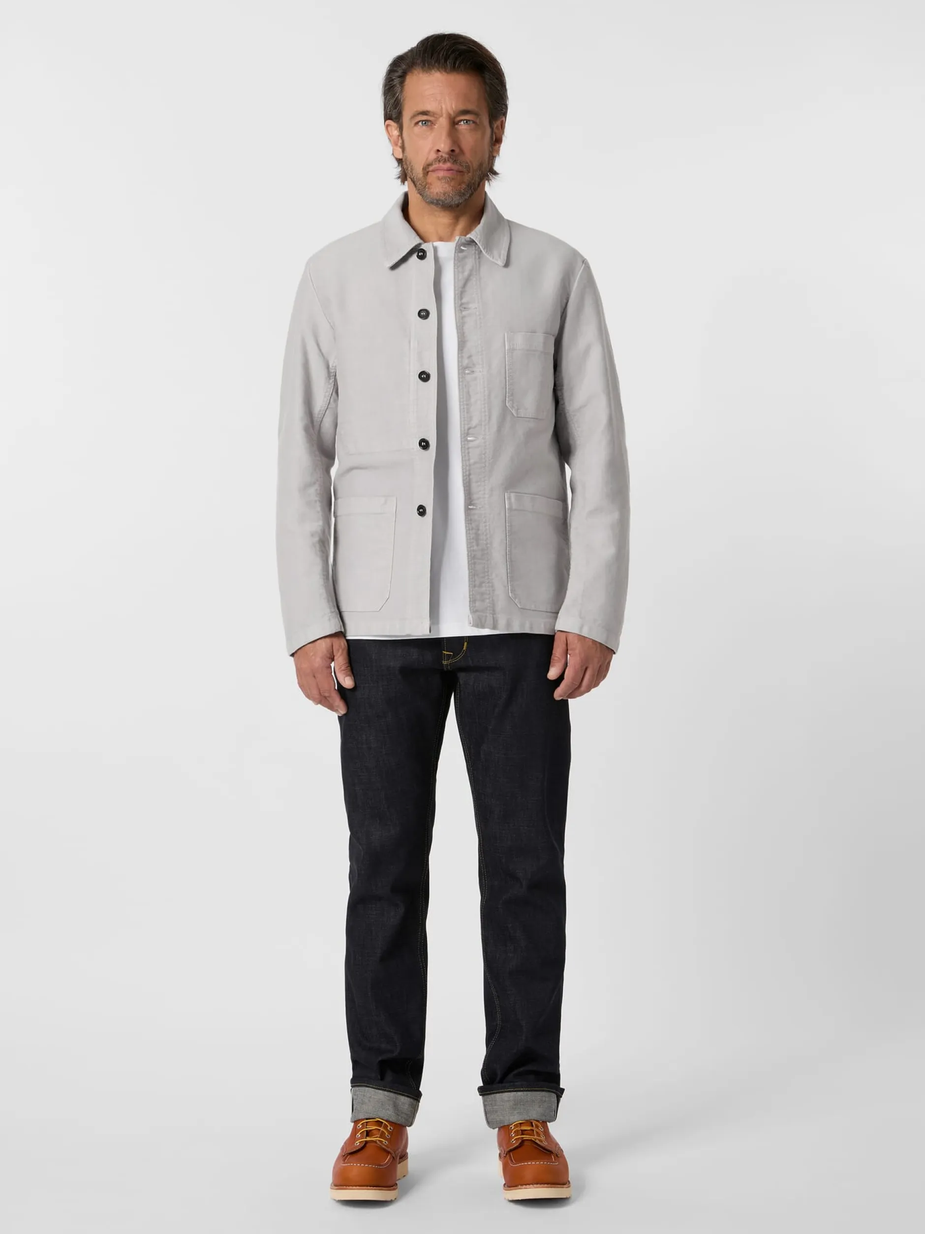 Vetra Herren-Hemdjacke Moleskin Hellgrau New