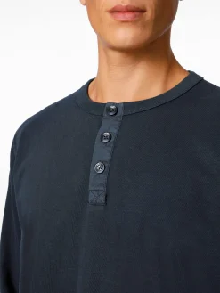 Knowledge Cotton Apparel Herren-Henley-Shirt Dunkelblau Sale