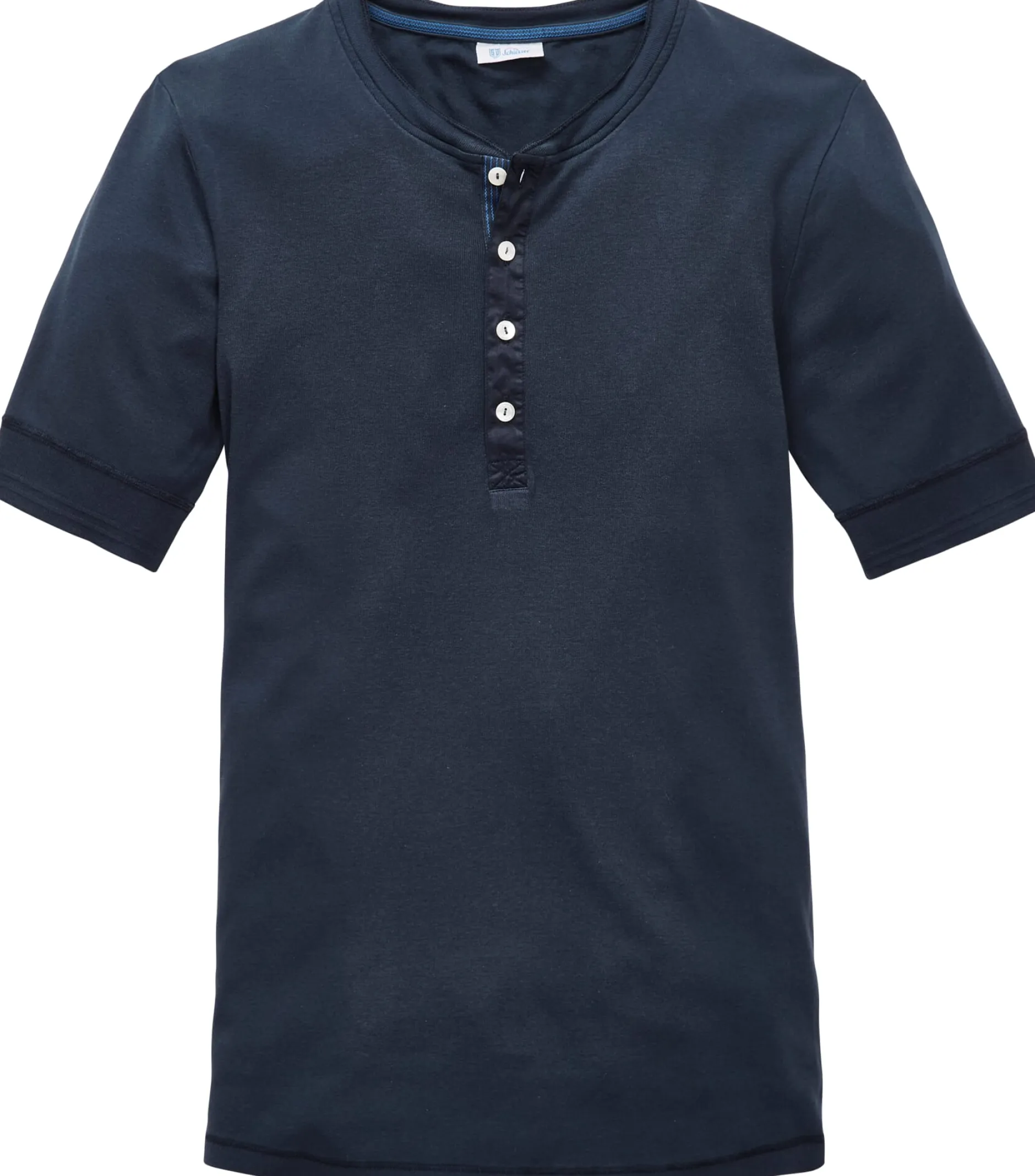 Schiesser Herren-Henley-Shirt Halbarm Dunkelblau Outlet