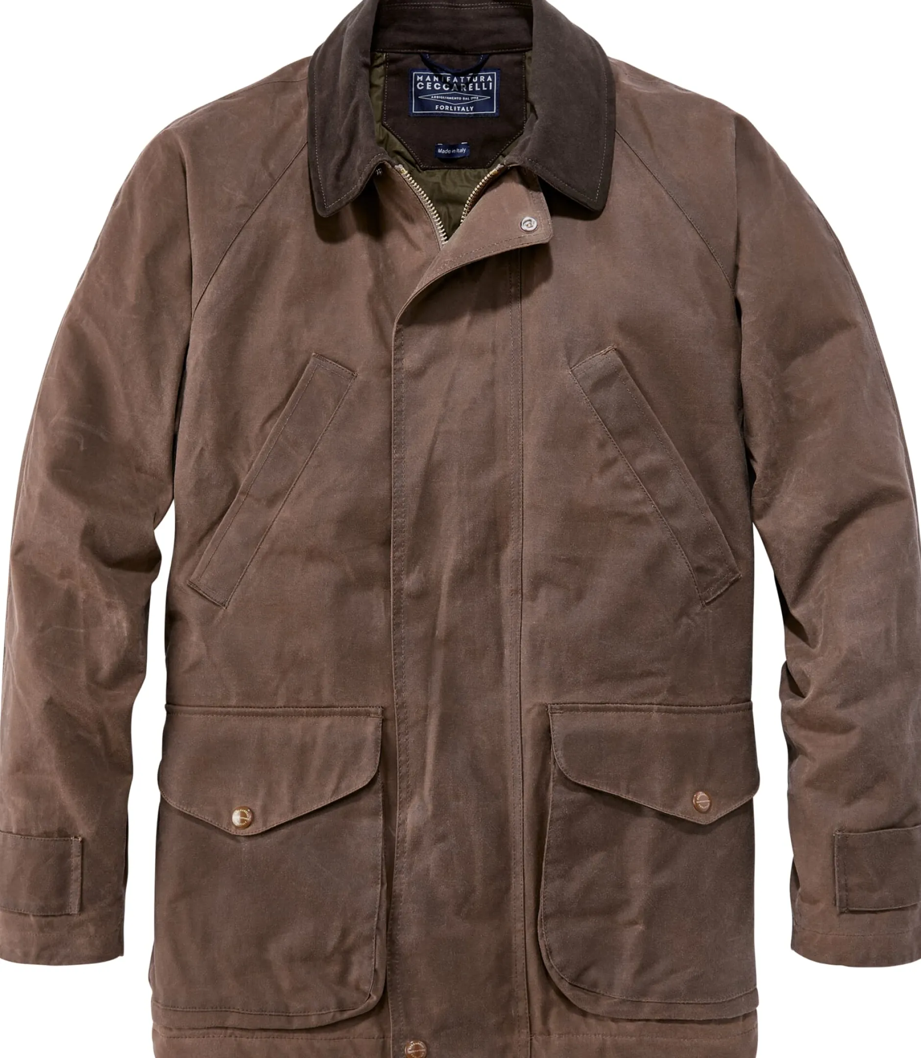 Manifattura Ceccarelli Herrenjacke gewachst Mittelbraun Sale