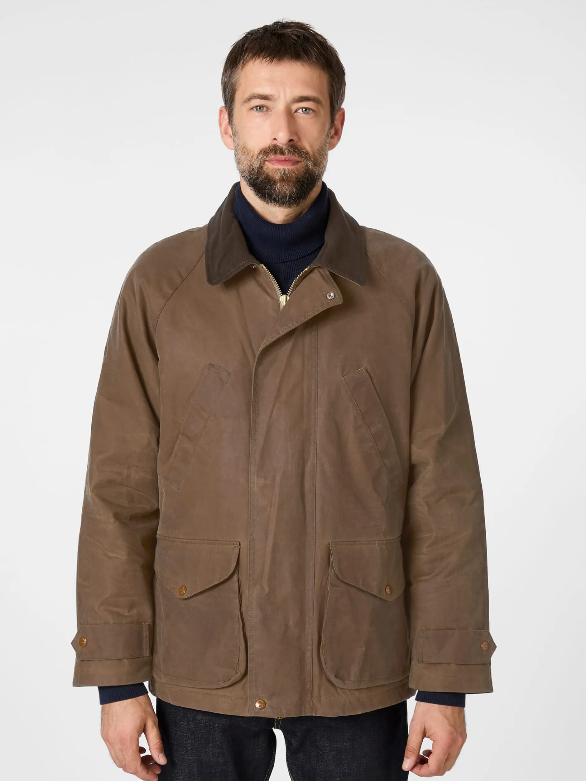 Manifattura Ceccarelli Herrenjacke gewachst Mittelbraun Sale