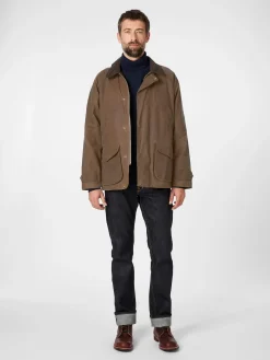 Manifattura Ceccarelli Herrenjacke gewachst Mittelbraun Sale