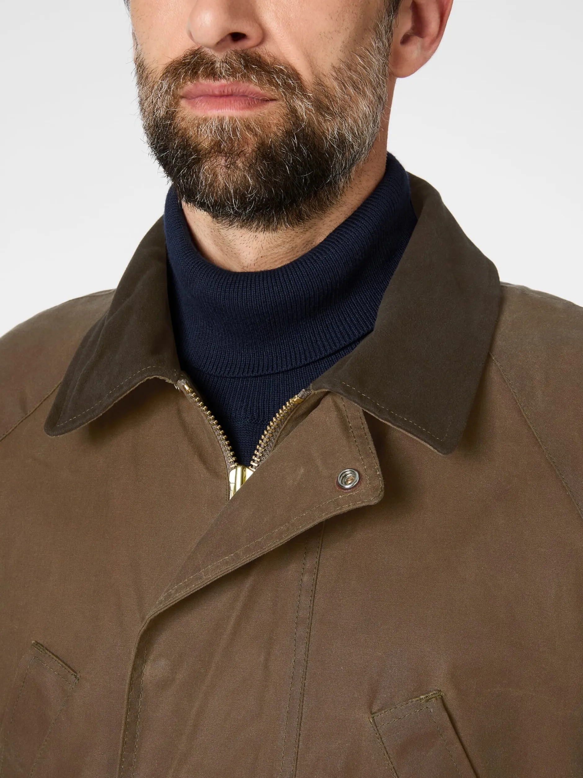 Manifattura Ceccarelli Herrenjacke gewachst Mittelbraun Sale