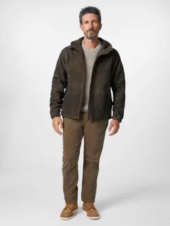 Hack Lederware Herren-Kapuzenjacke Bockvelours Braun New