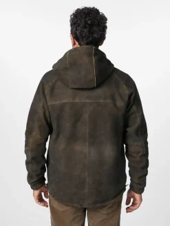 Hack Lederware Herren-Kapuzenjacke Bockvelours Braun New