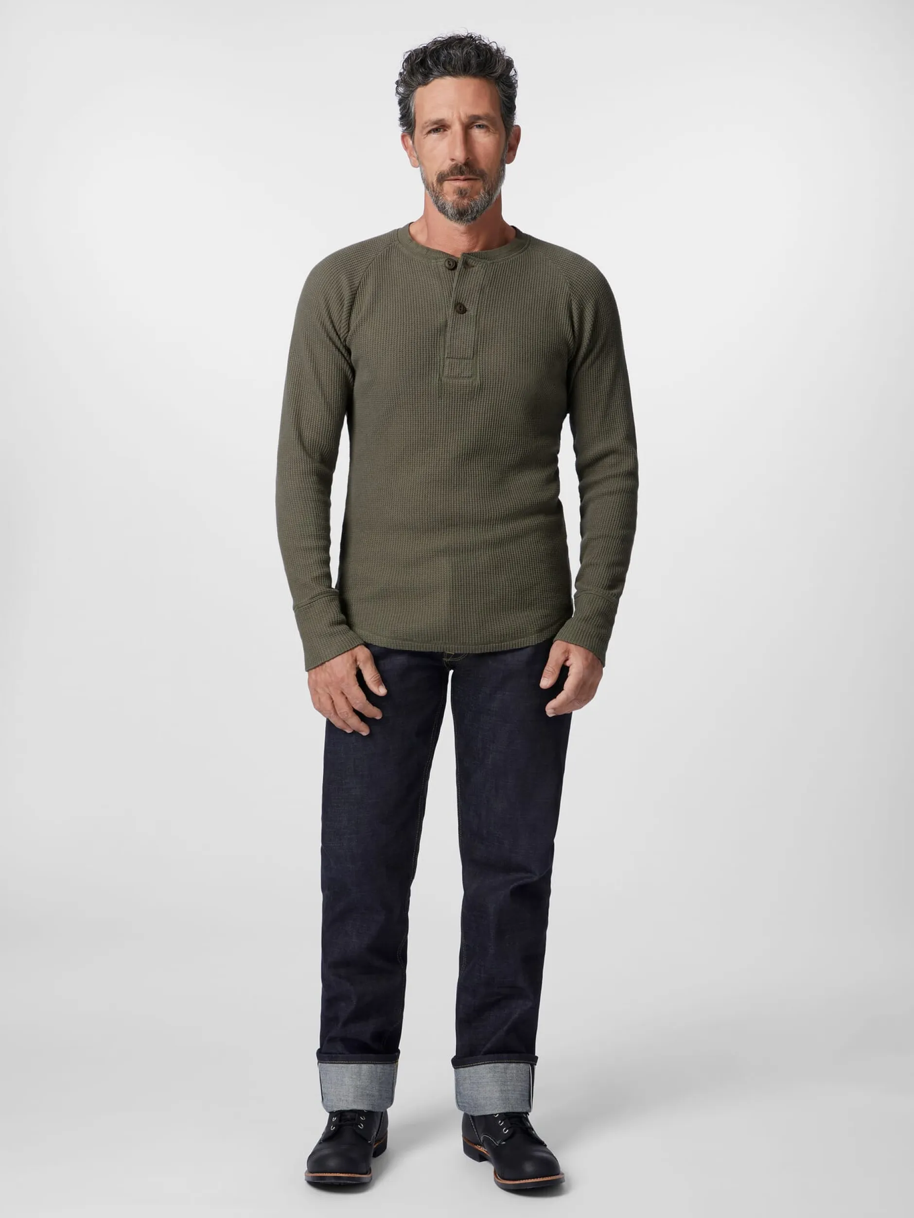 Pike Brothers Herren-Langarmshirt Oliv Hot