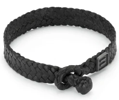Hannes Roether Herren-Lederarmband geflochten Schwarz Hot