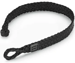 Hannes Roether Herren-Lederarmband geflochten Schwarz Hot