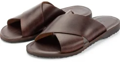 Werner Schuhe Herren-Lederpantolette Dunkelbraun New