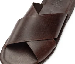 Werner Schuhe Herren-Lederpantolette Dunkelbraun New