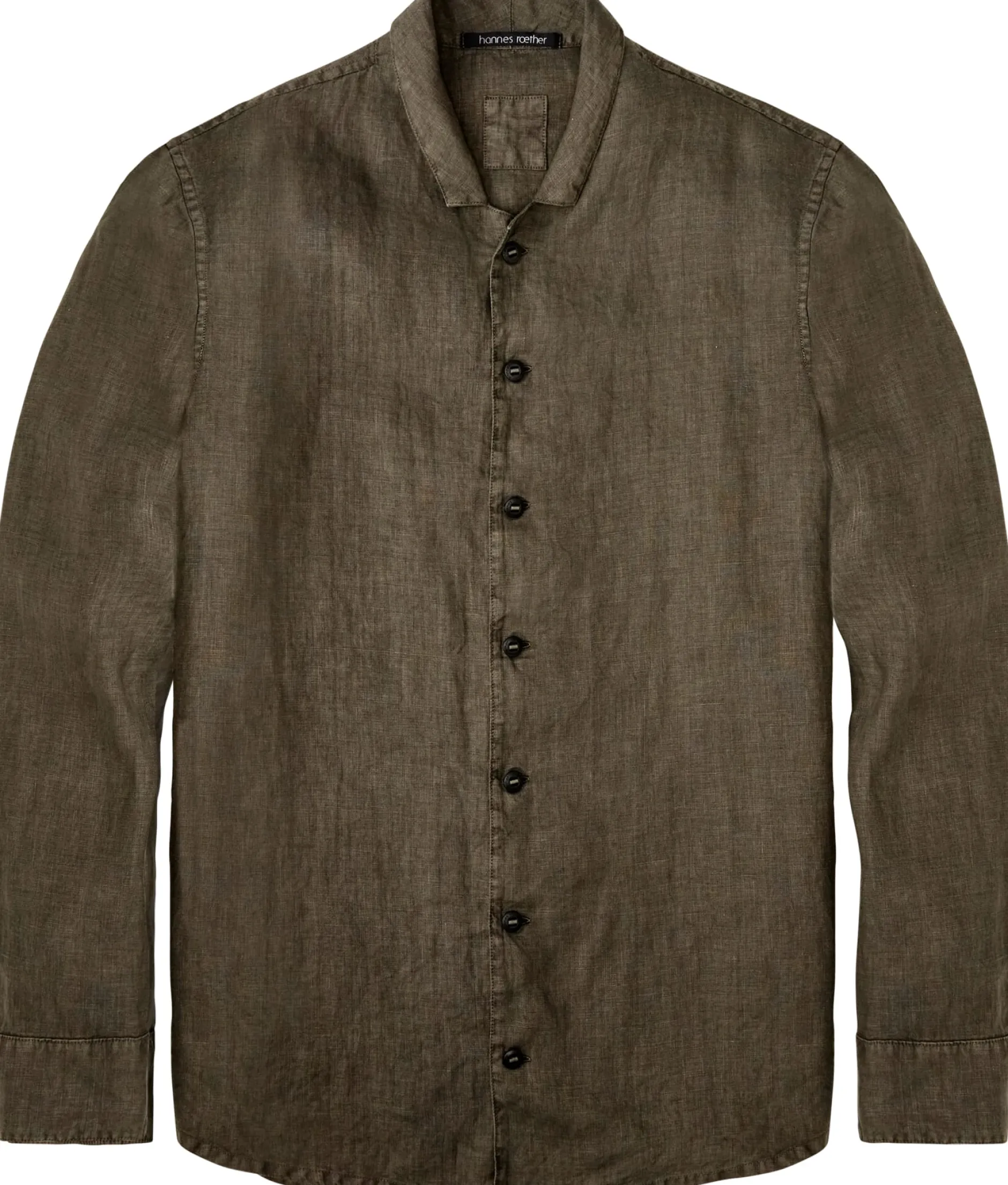 Hannes Roether Herren-Leinenhemd Oliv Sale