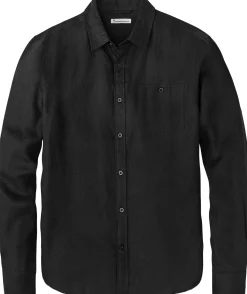 Knowledge Cotton Apparel Herren-Leinenhemd Schwarz Hot