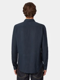 Blue de Gênes Herren-Leinenhemd vorgewaschen Discount