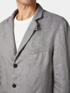 Hannes Roether Herren-Leinensakko Graumelange Discount