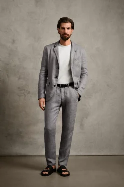 Hannes Roether Herren-Leinensakko Graumelange Discount