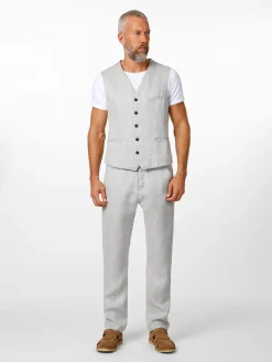 Hannes Roether Herren-Leinenweste Hellgrau Outlet