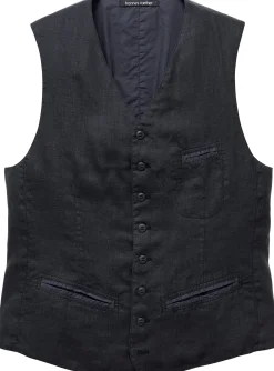 Hannes Roether Herren-Leinenweste Schwarzblau Best