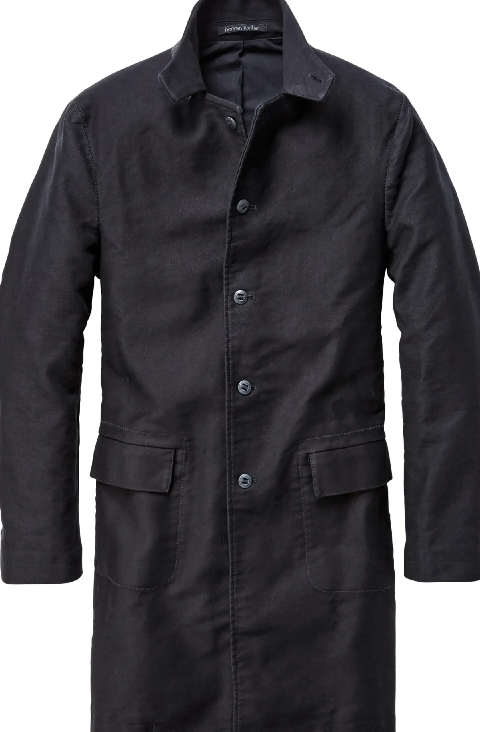 Hannes Roether Herrenmantel Zwirn-Doppel-Pilot Schwarz Outlet