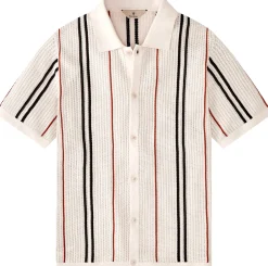 Blue de Gênes Herren-Poloshirt Knopfleiste Weiß Best