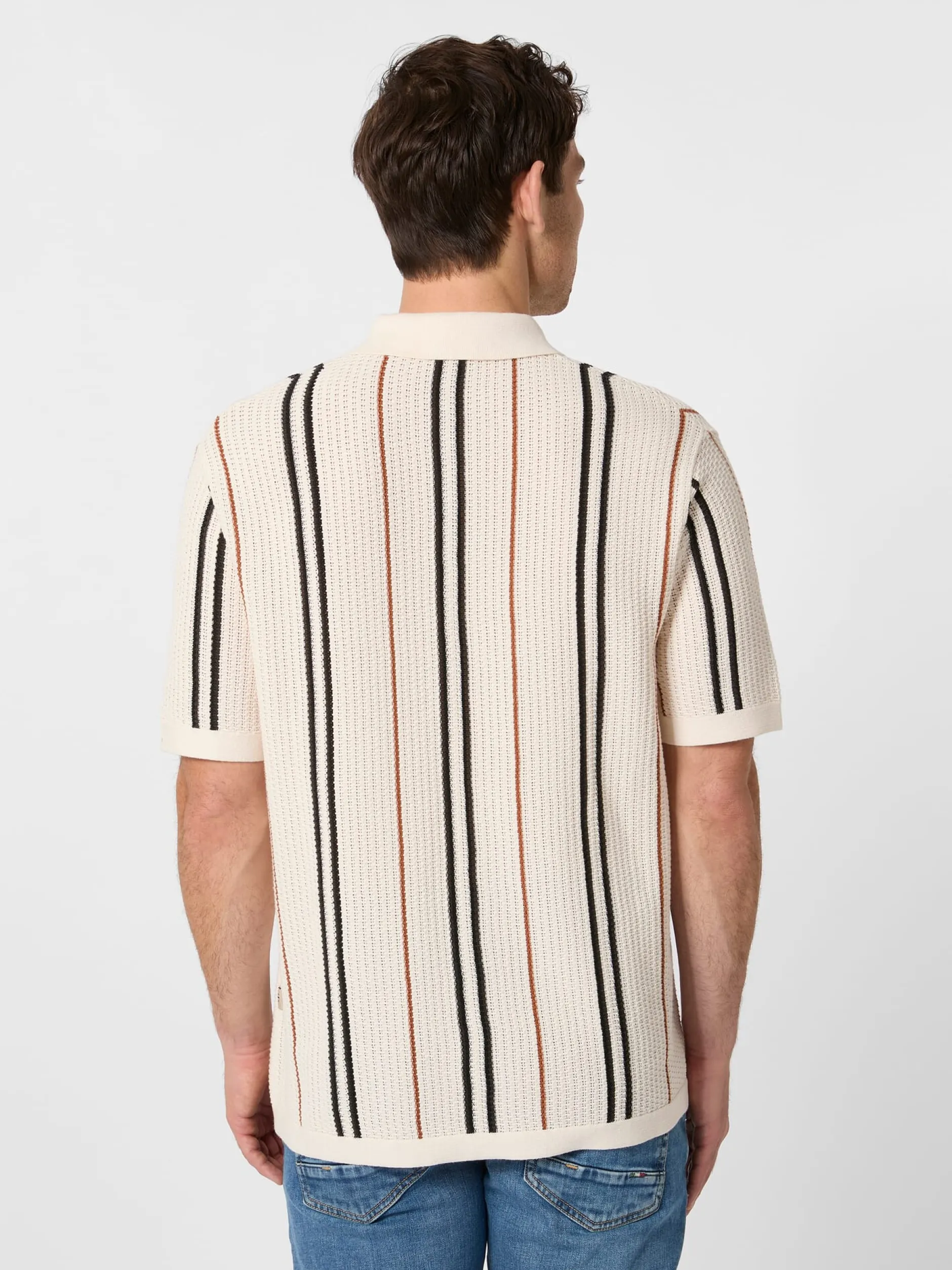 Blue de Gênes Herren-Poloshirt Knopfleiste Weiß Best