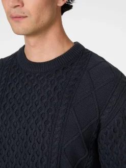 Knowledge Cotton Apparel Herrenpullover Aranmuster Navy Clearance