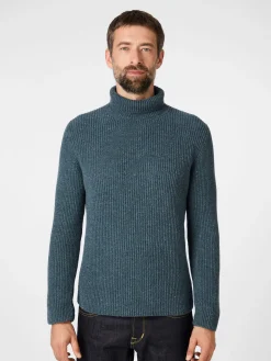 Maglificio GRP Herrenpullover Melangegarn Petrol Discount