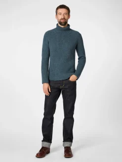 Maglificio GRP Herrenpullover Melangegarn Petrol Discount